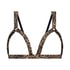 Leopardm&ouml;nstrad bralette Satin, Svart