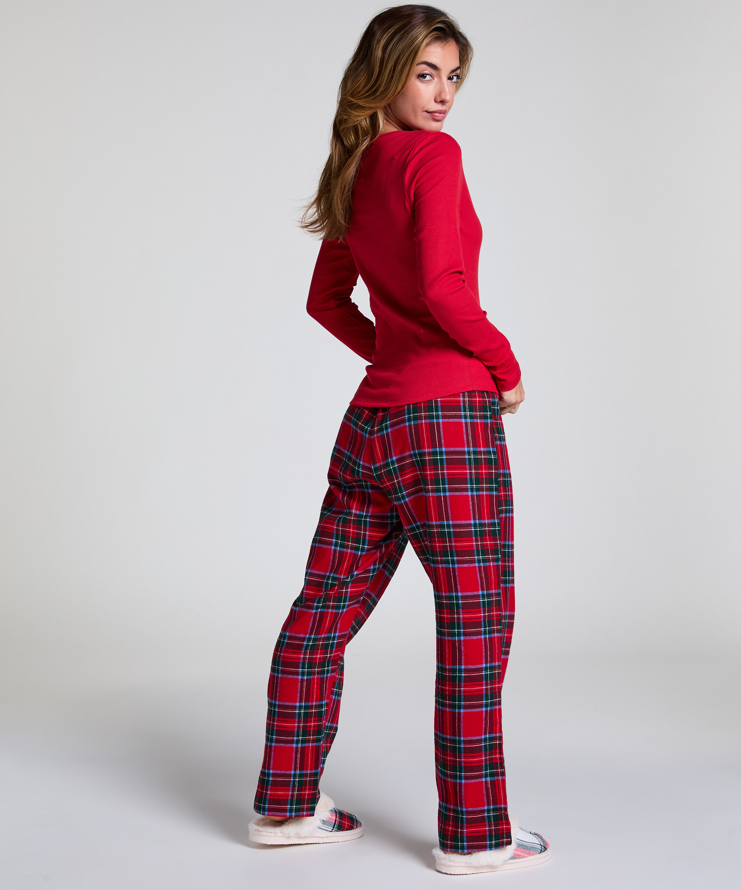 Topp med V-hals och longsleeve, Röd, main