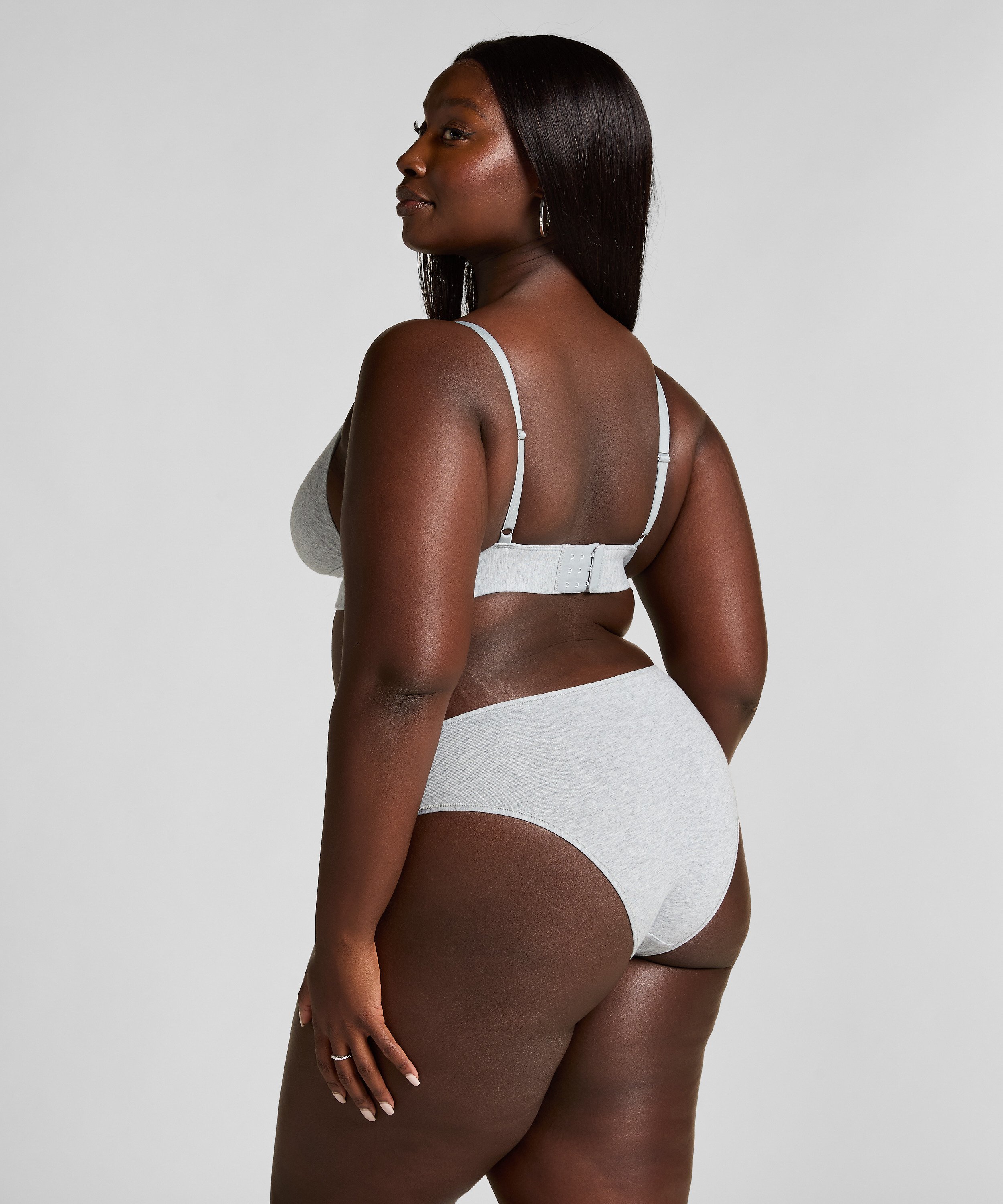 Högt skuren braziliantrosa i bomull, Grå, main