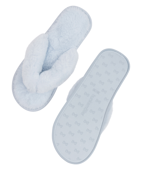 Tofflor Fake Fur, bl&aring;