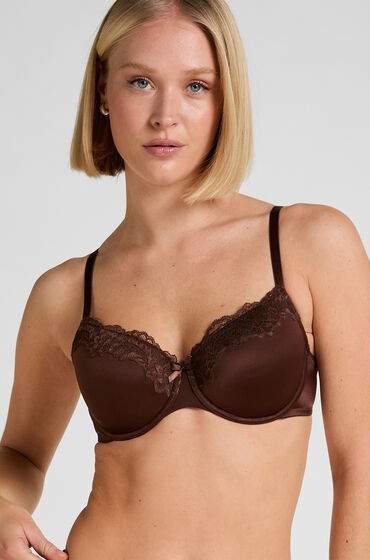 Hunkemöller Formpressad bygel-bh Lace & Shine Brun