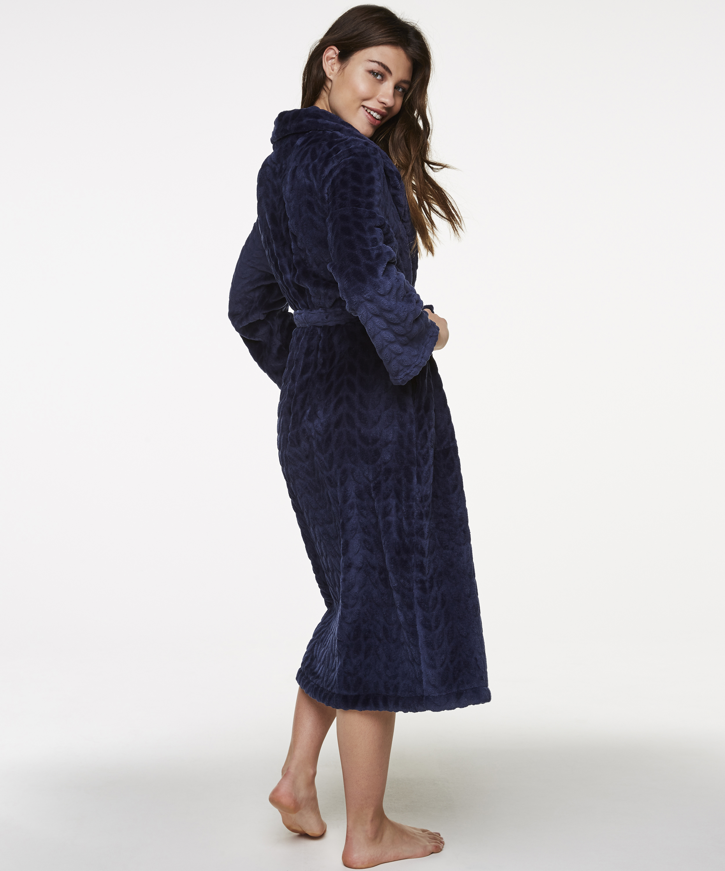 Morgonrock Fleece Leaves, blå, main