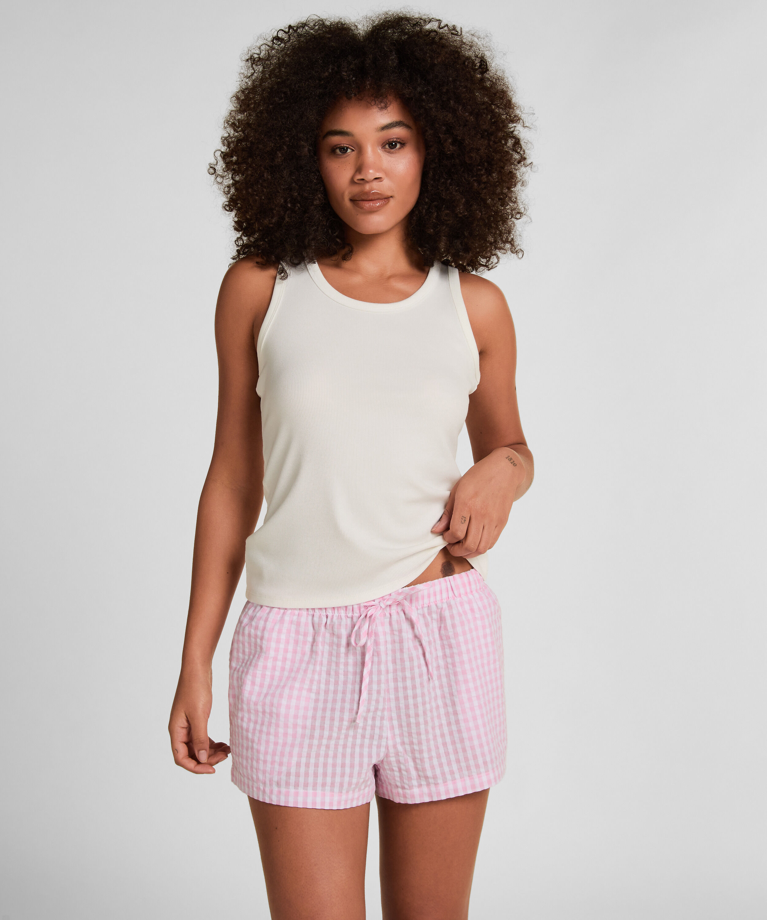 Shorts Seersucker, Rosa