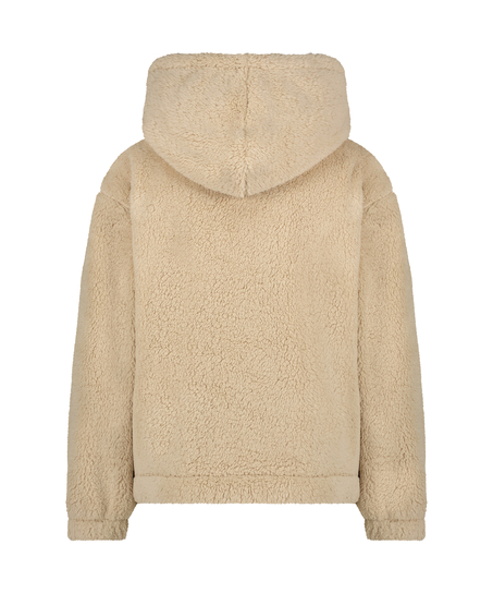 Mysig hoodie i fleece, Beige