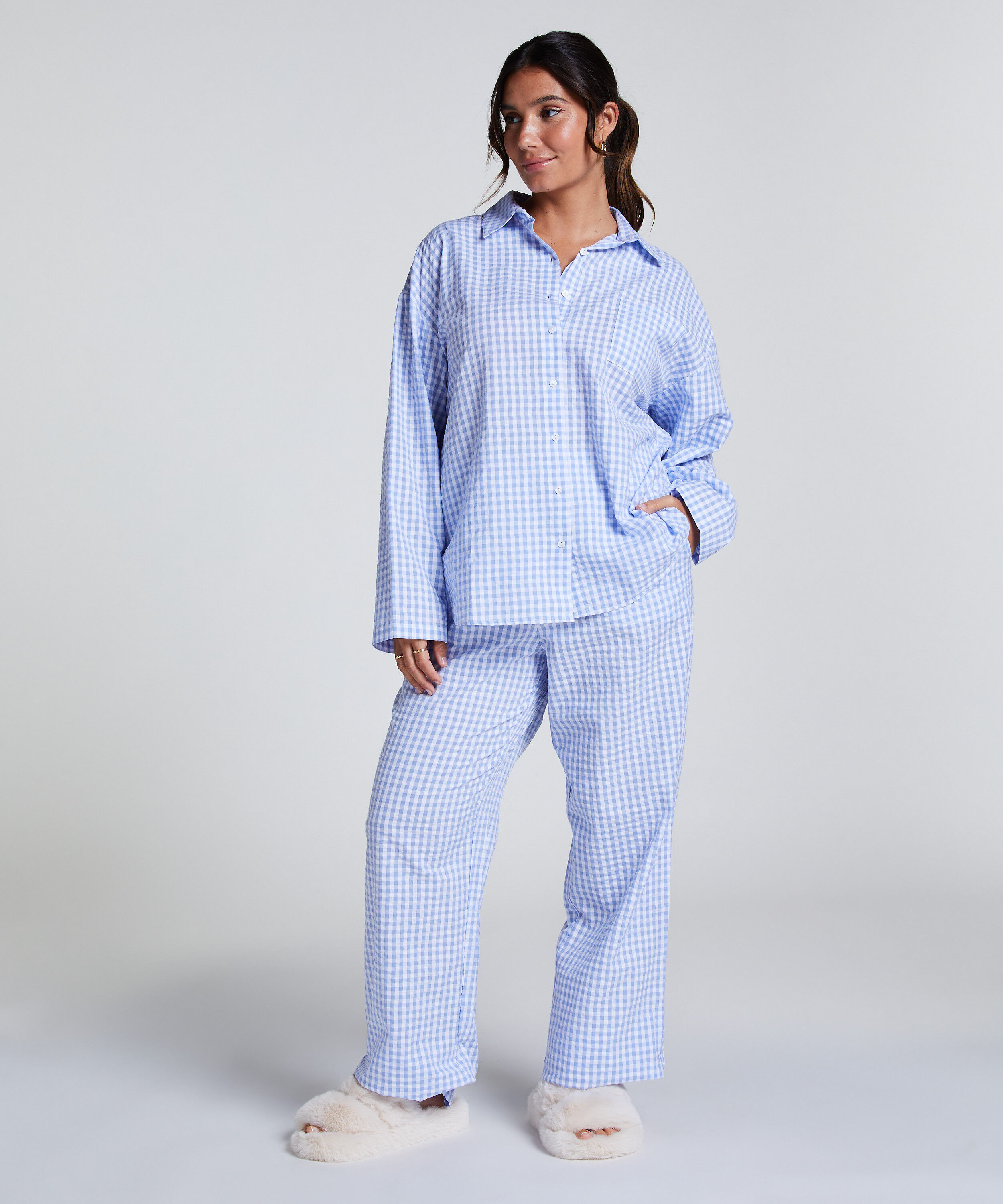 Pyjamastopp bomull, Blå