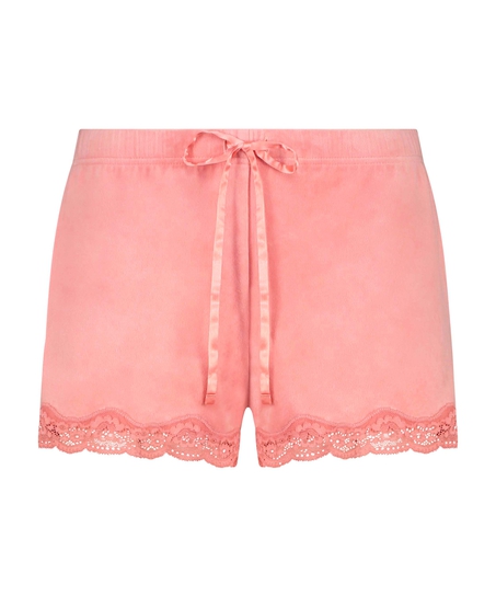Shorts i sammet och spets, Rosa