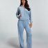 Pyjamasbyxor i velour, Bl&aring;