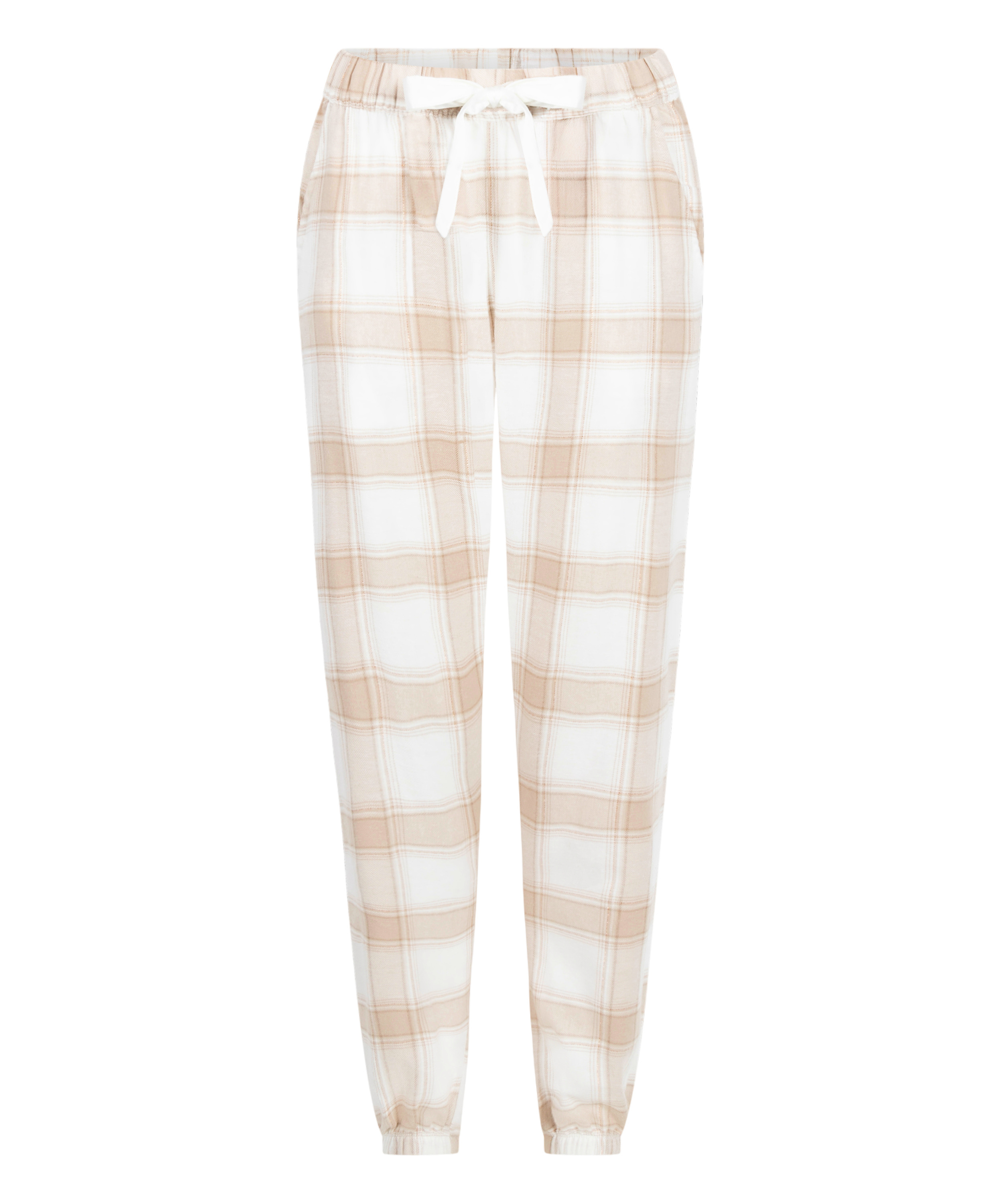 Pyjamasbyxori flanell, Beige, main