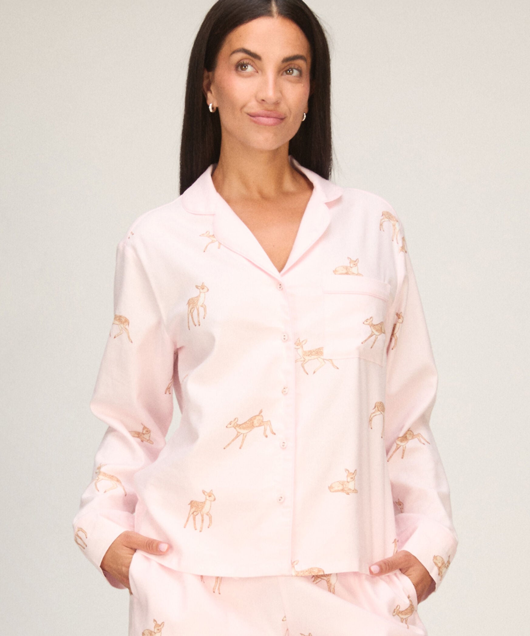 Pyjamasjacka Longsleeve Woven, Rosa
