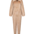Kabelstickad onesie med dragkedja, Beige