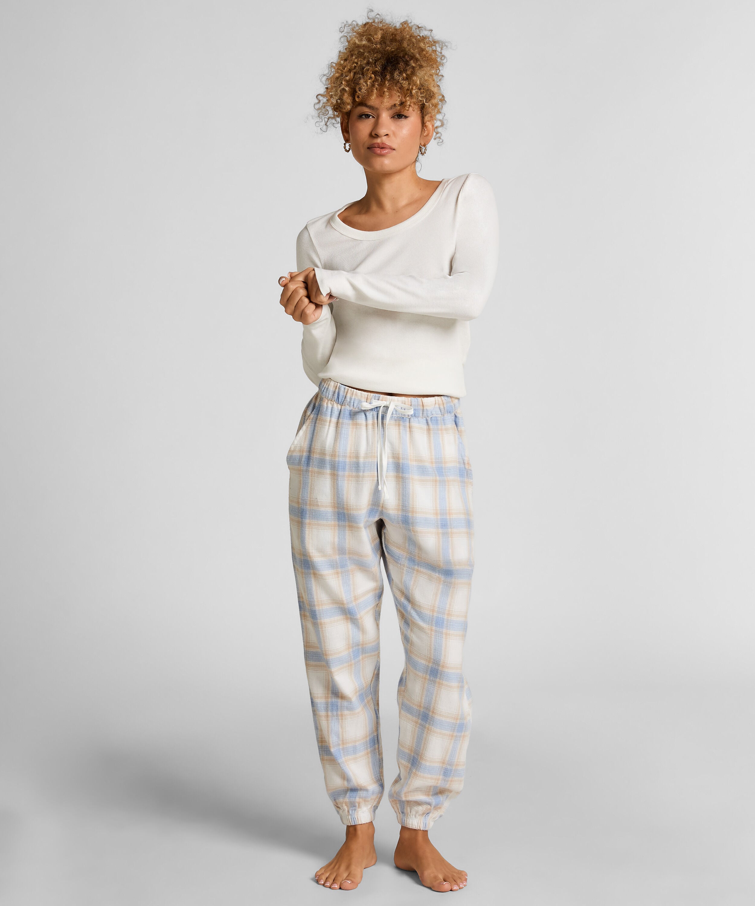 Pyjamasbyxori flanell, Blå