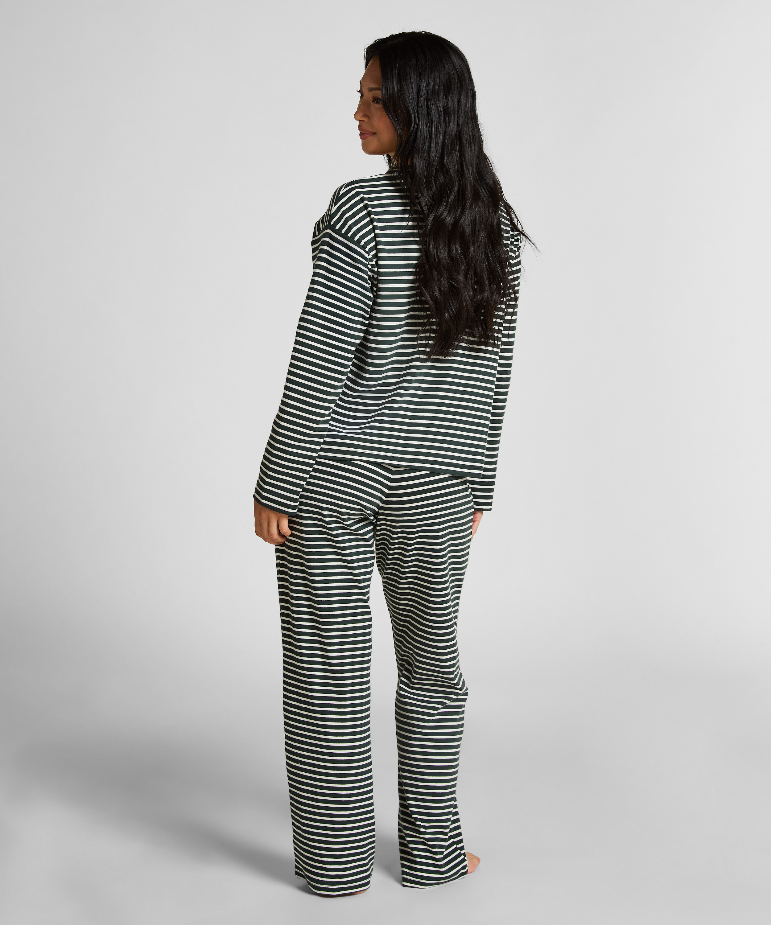 Pyjamasset i bomullsjersey, Grön, main