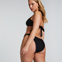 Högt Skuren Bikiniunderdel Crinkle, Svart