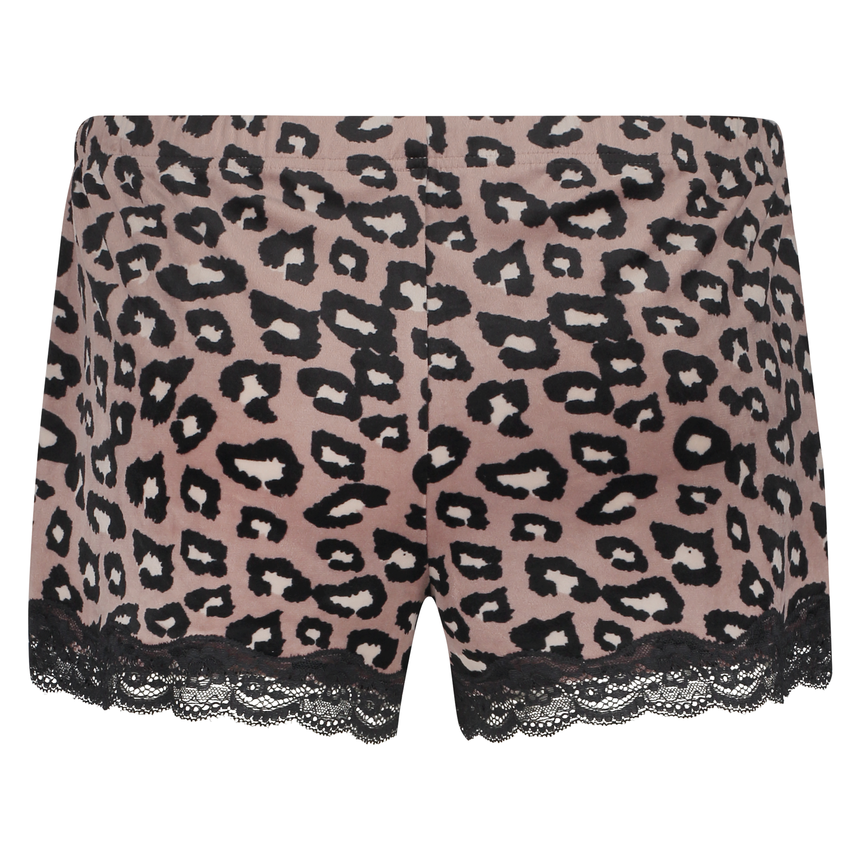 Pyjamasshorts i sammet och leopard, Rosa, main