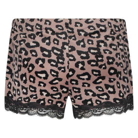 Pyjamasshorts i sammet och leopard, Rosa