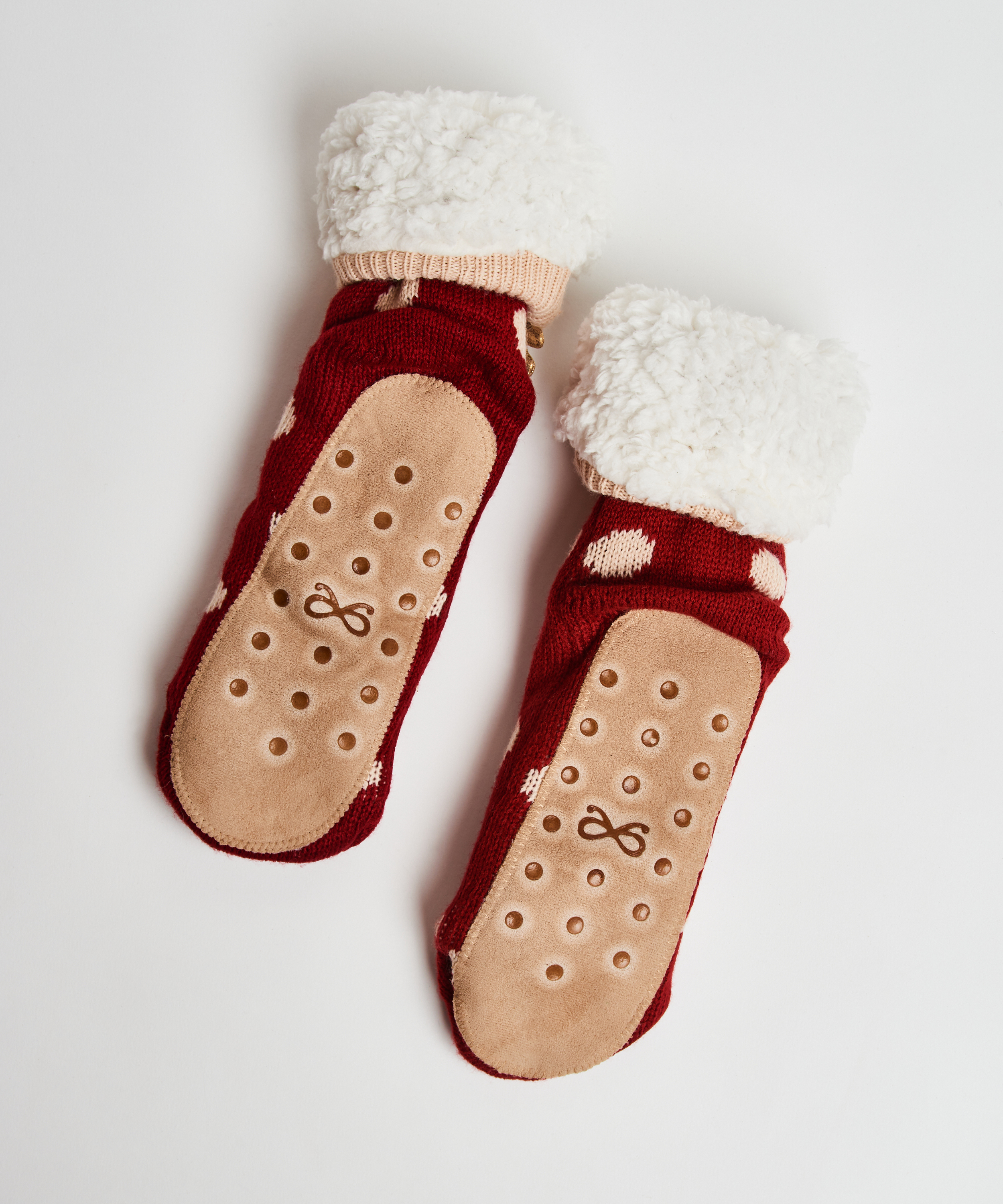 Toffelstrumpor med rådjur, Vit, main