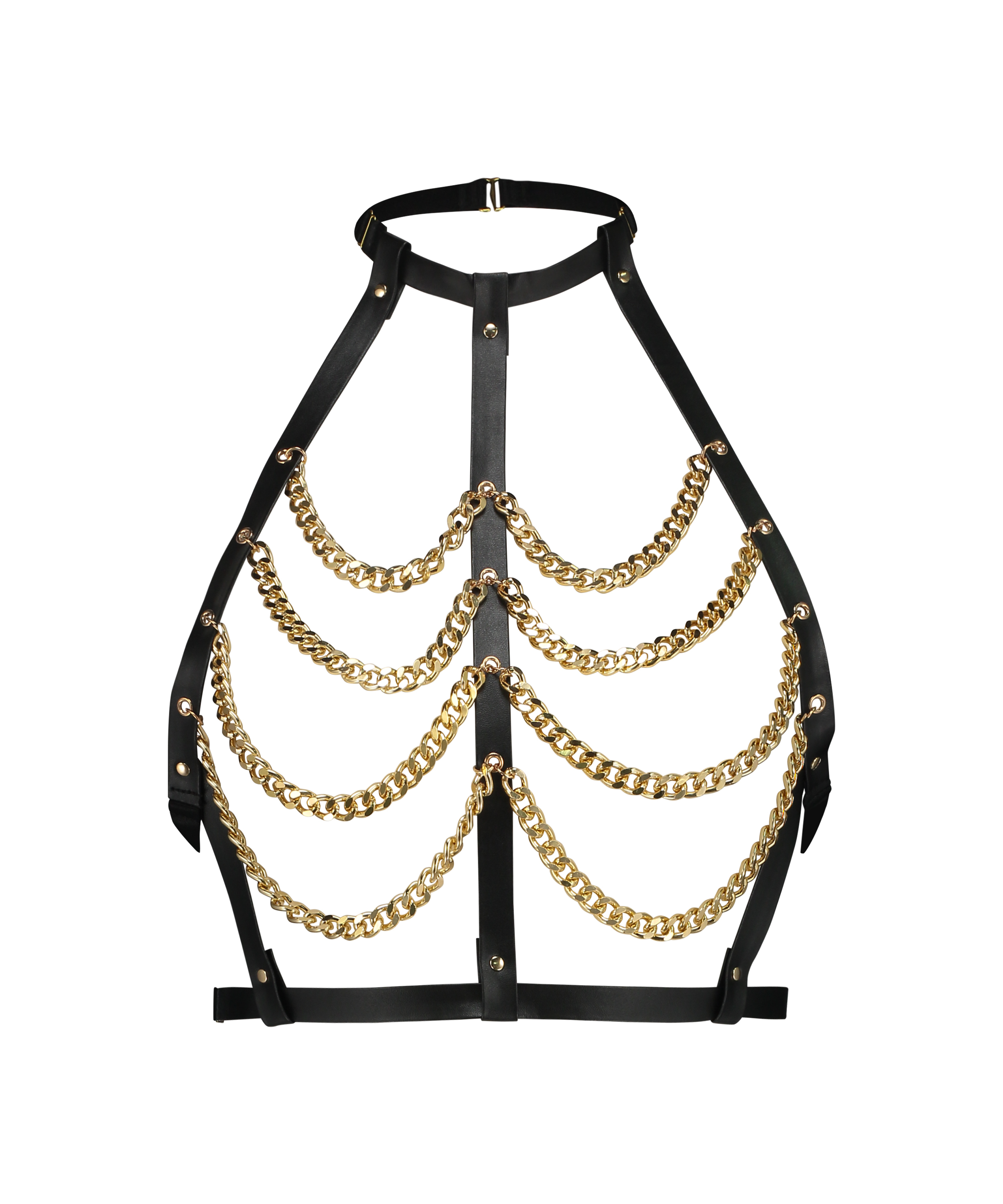 Bralette i konstläder med kedja, Svart, main