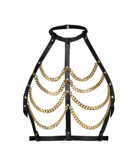Bralette i konstläder med kedja, Svart