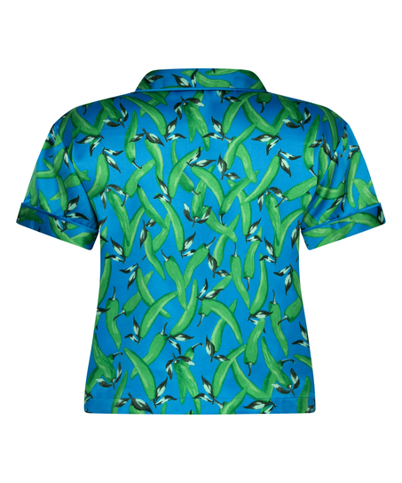 Kort&auml;rmad jacka i Satin, Bl&aring;