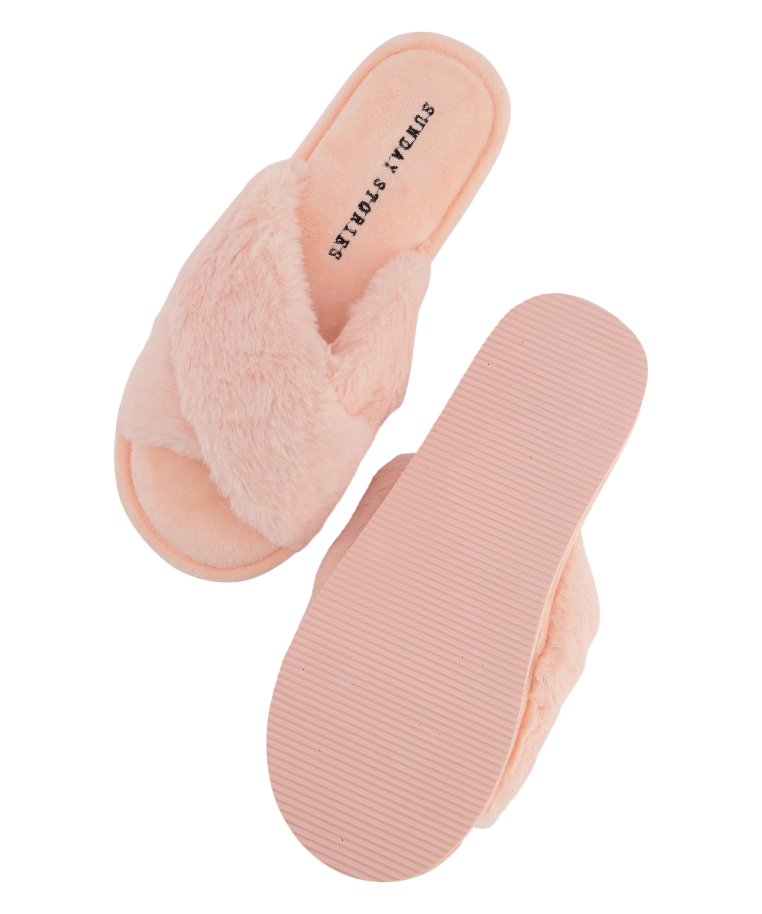 Tofflor Fake Fur, Rosa, main