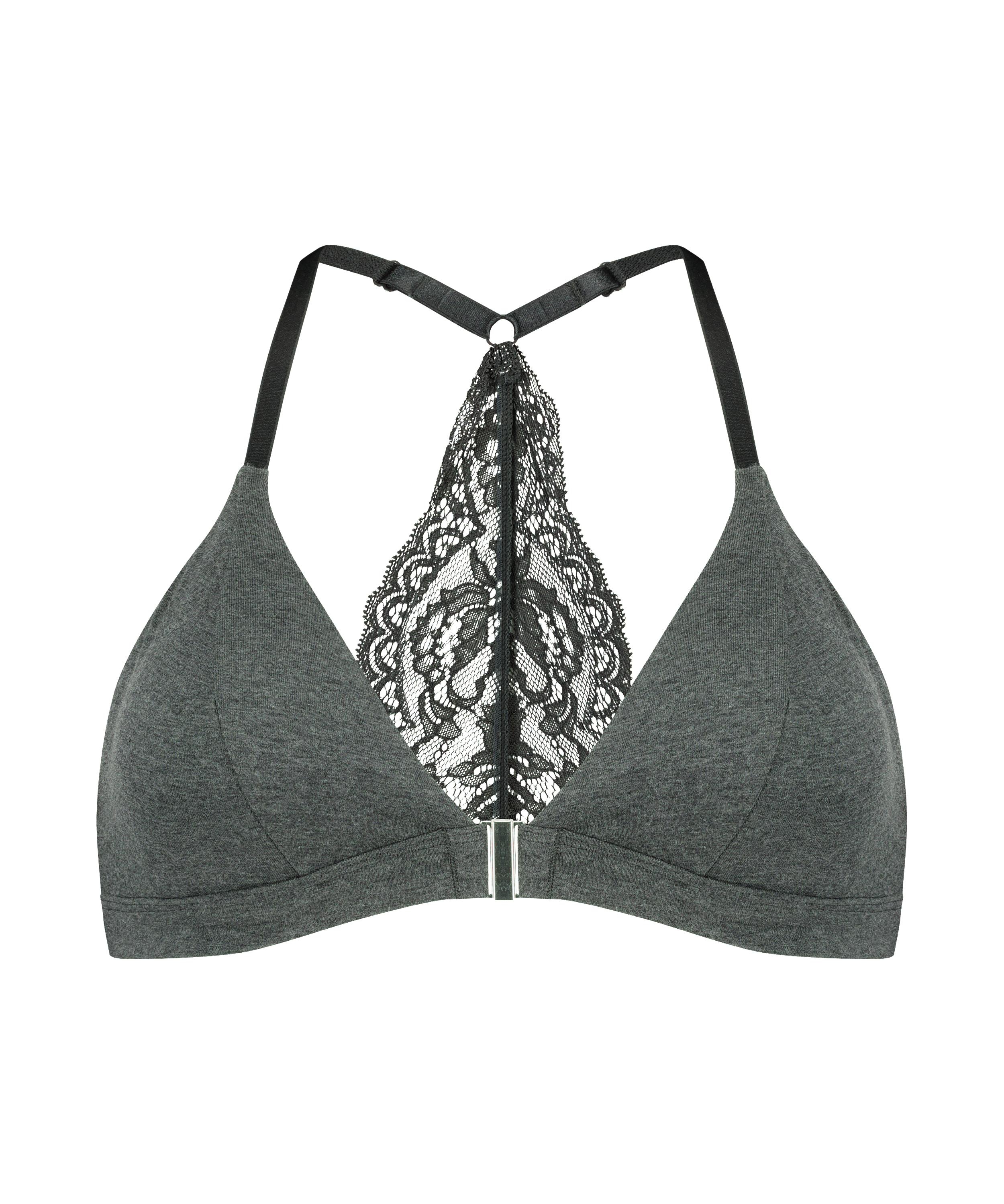 Chloe formpressad triangel-bralette av bomull, Gr&aring;, main