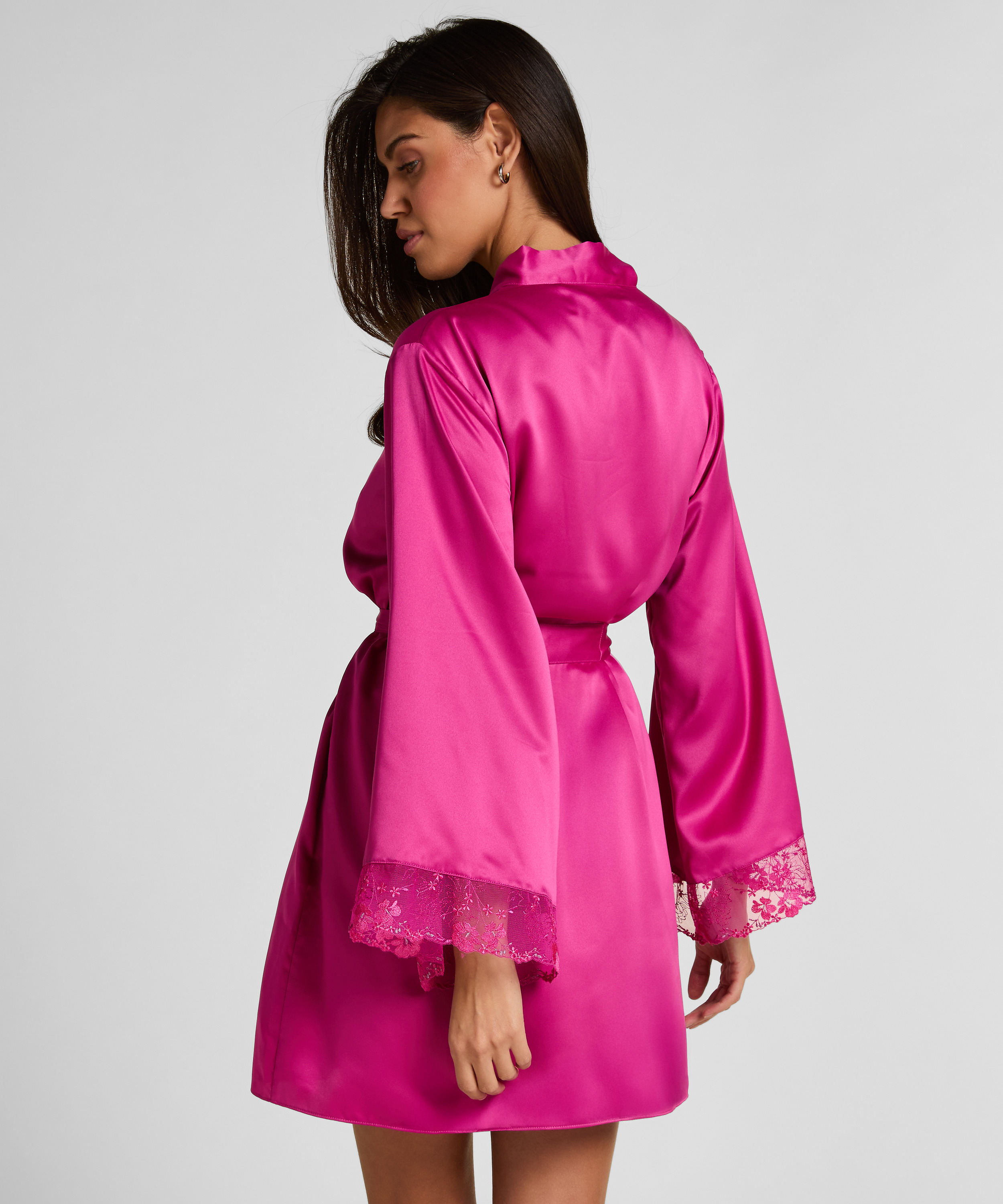 Peonie kimono i satin, Rosa, main
