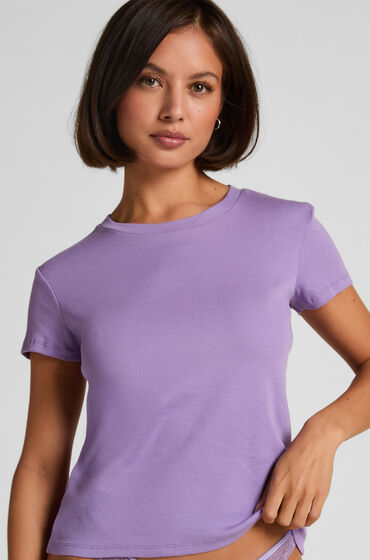 Hunkemöller Kortärmad pyjamastopp Rib Crew Neck Lila