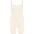 En sömlös bodysuit med högt skurna ben, Beige