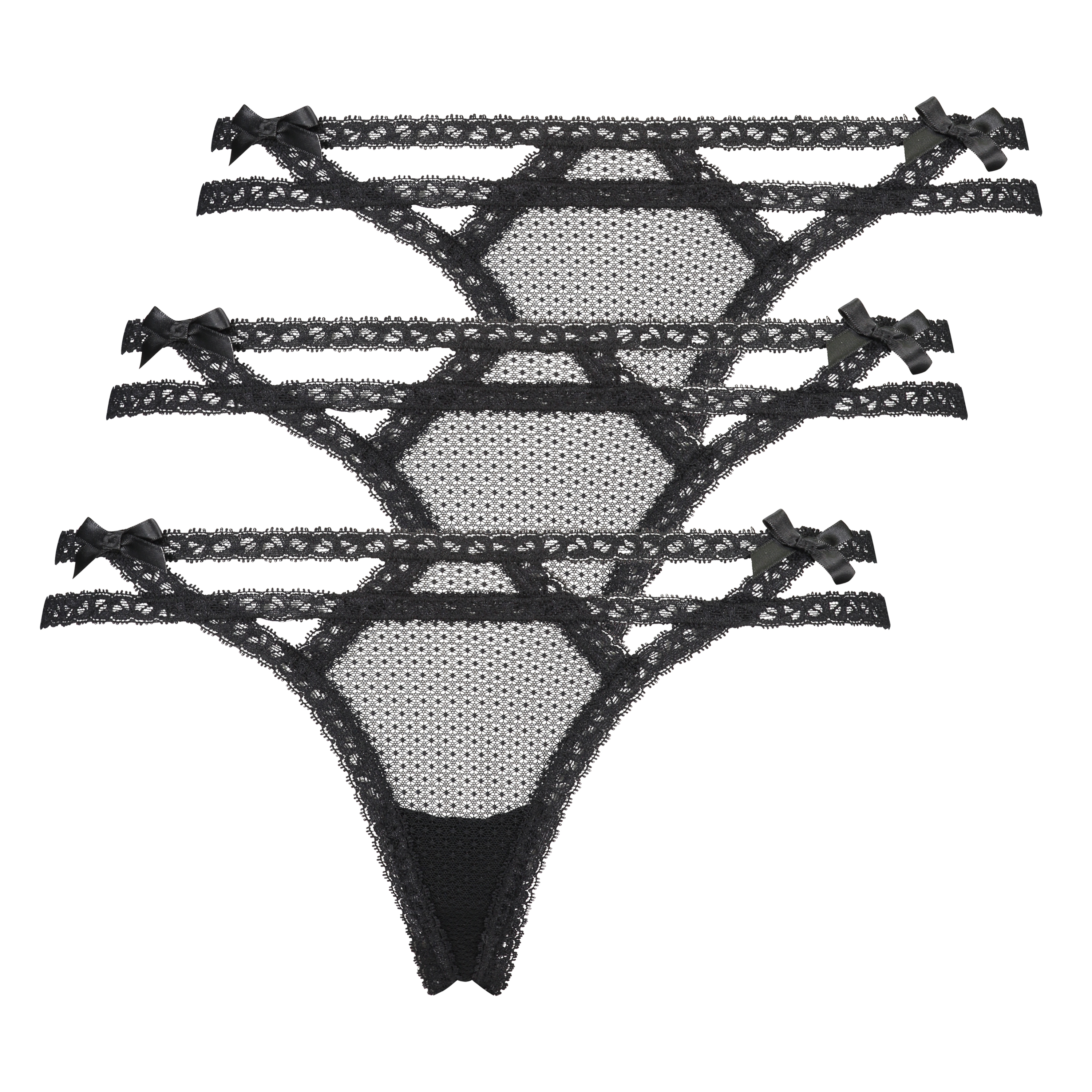 3-pack Itzel string, Svart, main