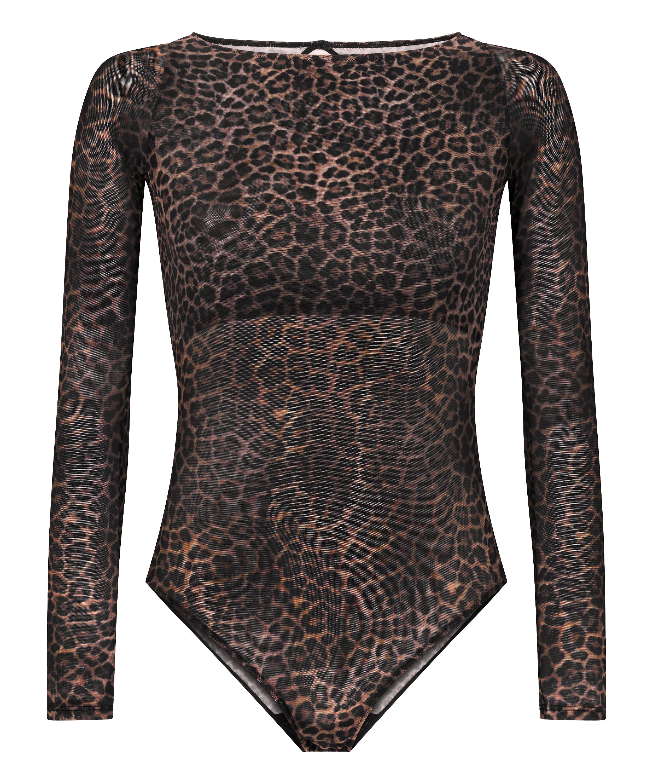Tara Leopard l&aring;ng&auml;rmad body, Svart