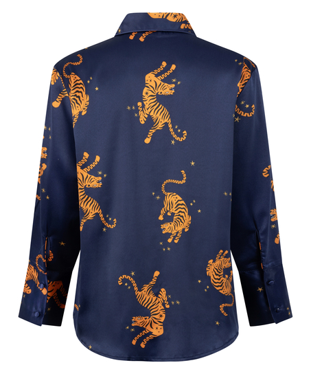 Långärmad jacka i satin, Blå