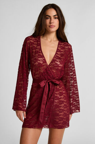 Hunkemöller Kimono helt i spets Röd