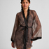 Kimono i leopard-mesh, Svart