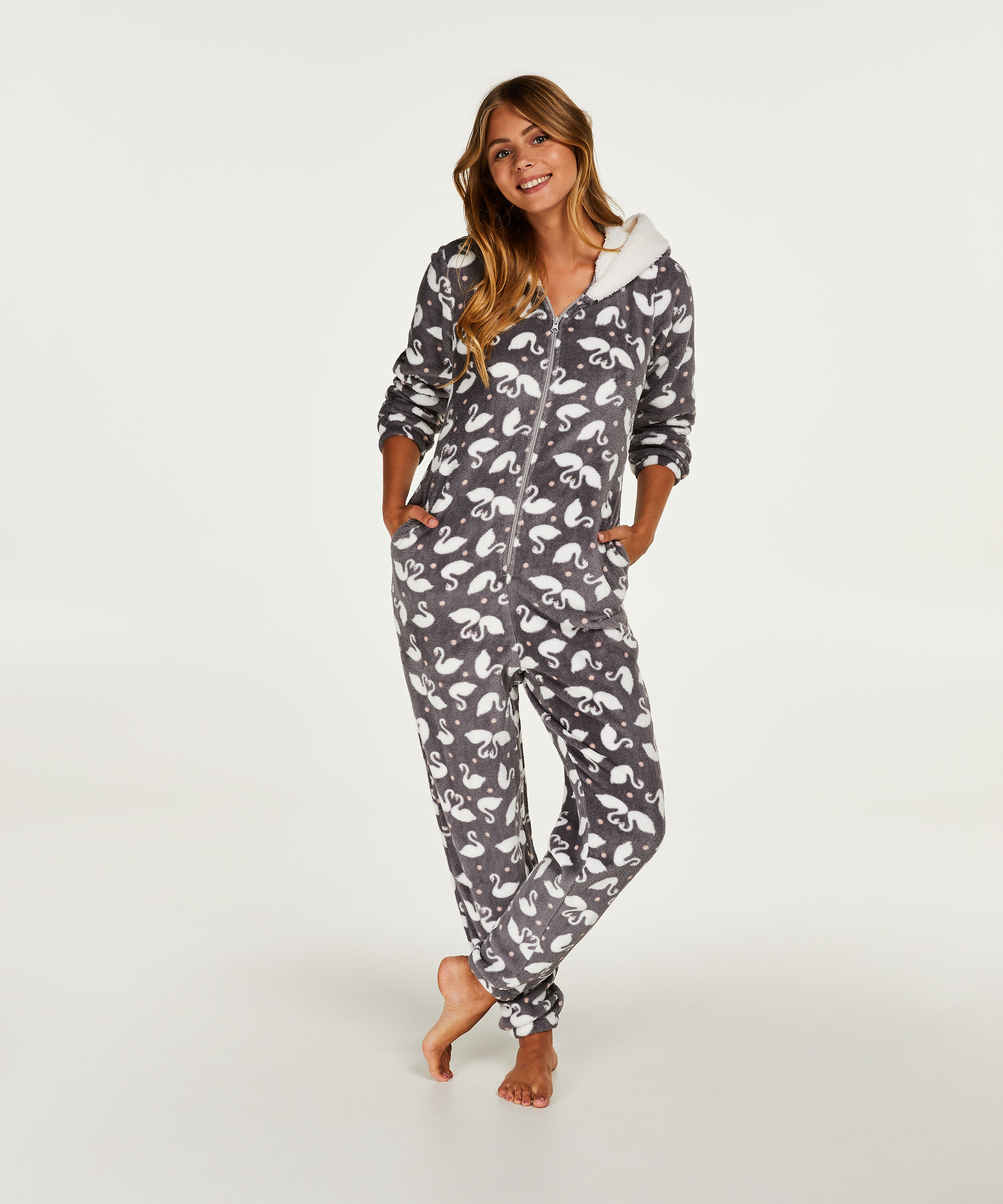 Fleece-onesie, Grå