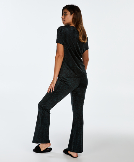 Leggings Flared Velour, gr&ouml;n