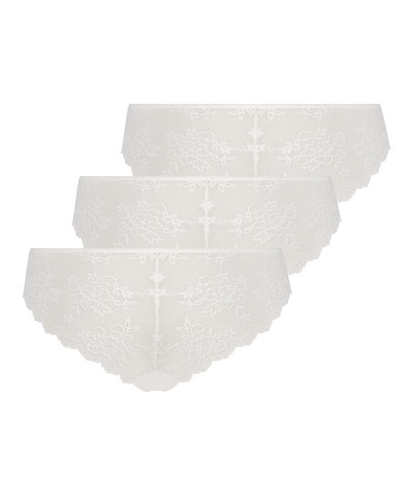 3-pack Brazilian-trosa Invisible Lace Back, Vit