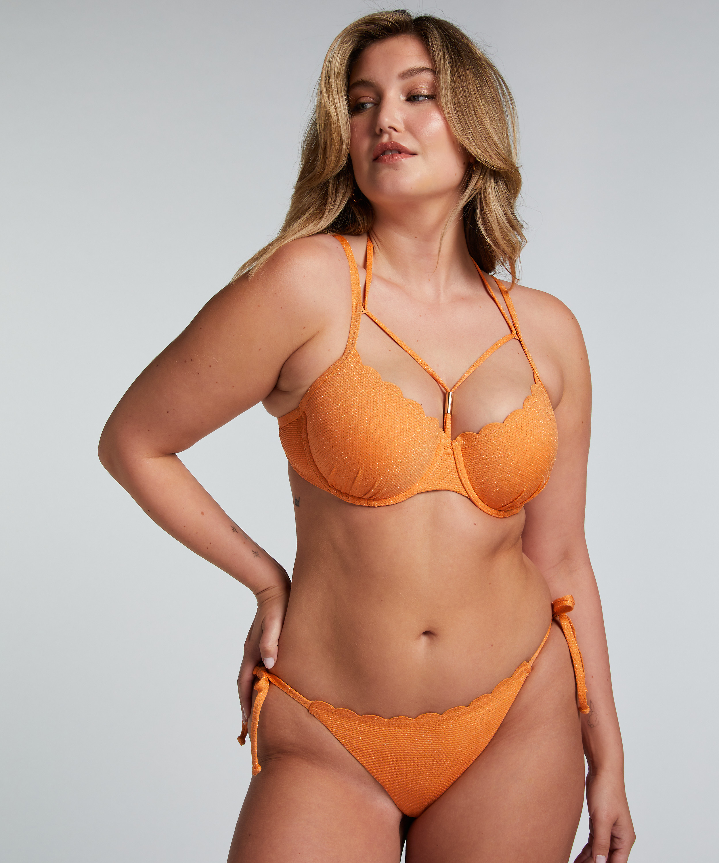 Bikiniöverdel Scallop Lurex, Orange, main