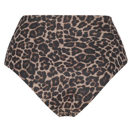Djärvt skuren Leopard-bikniunderdel, Beige
