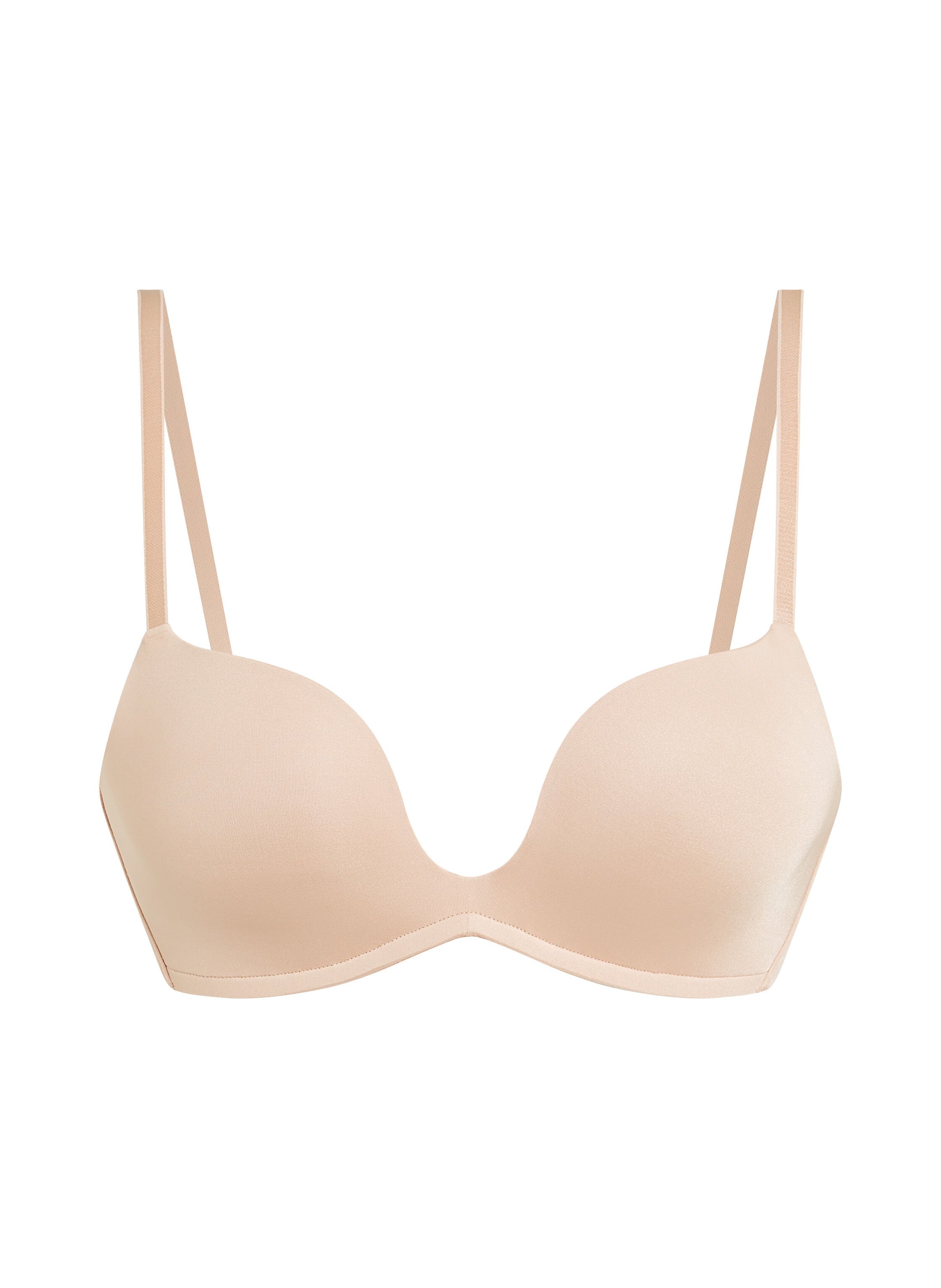 Formpressad push-up-bh med bygel Deep-V, Beige