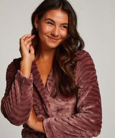 Ribbad badrock av fleece kort, Lila