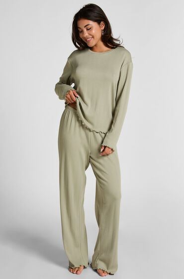 Hunkemöller Pyjama Pant Loose Pointelle Grön