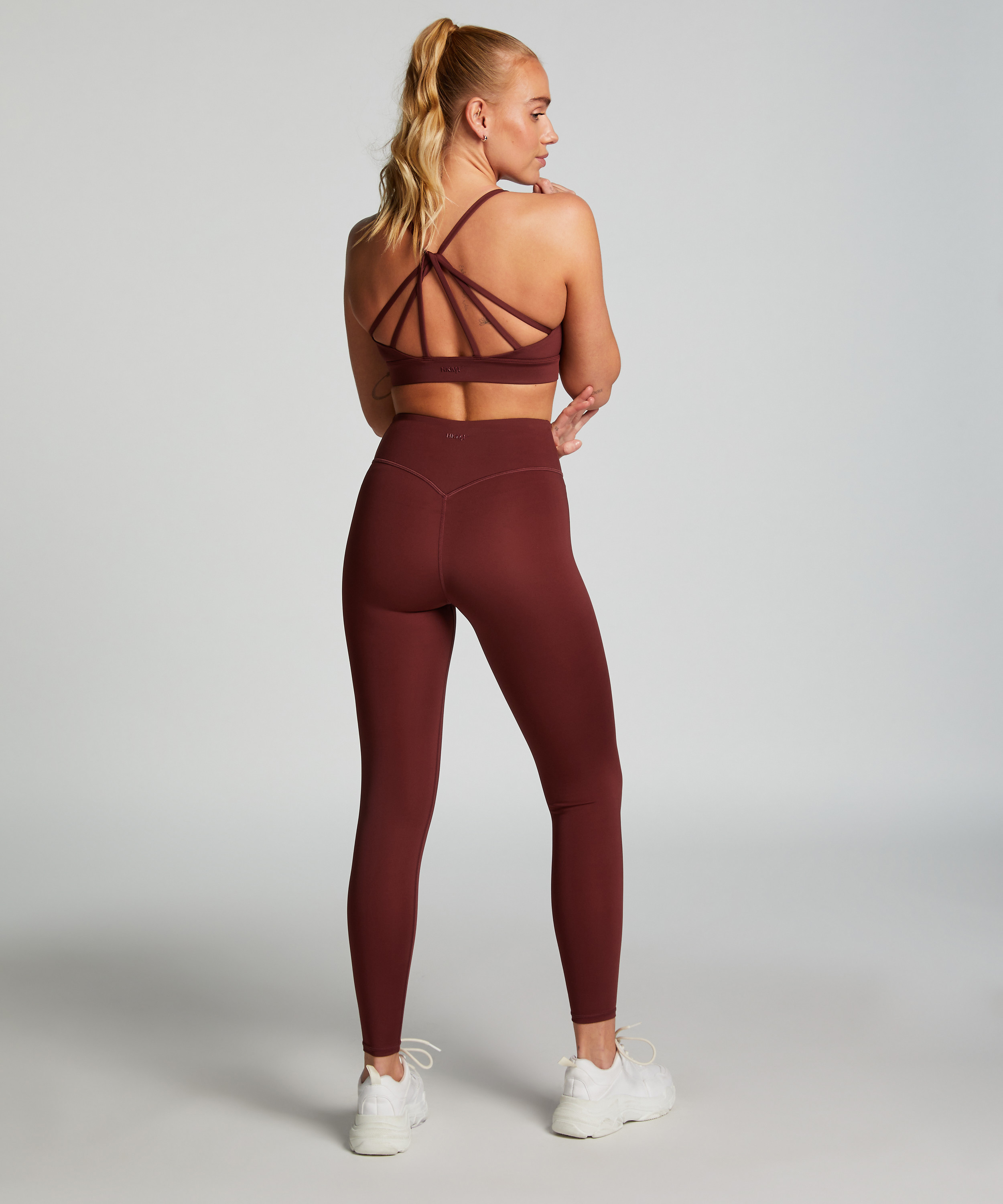 HKMX Leggings med hög midja och korsad midja, röd, main