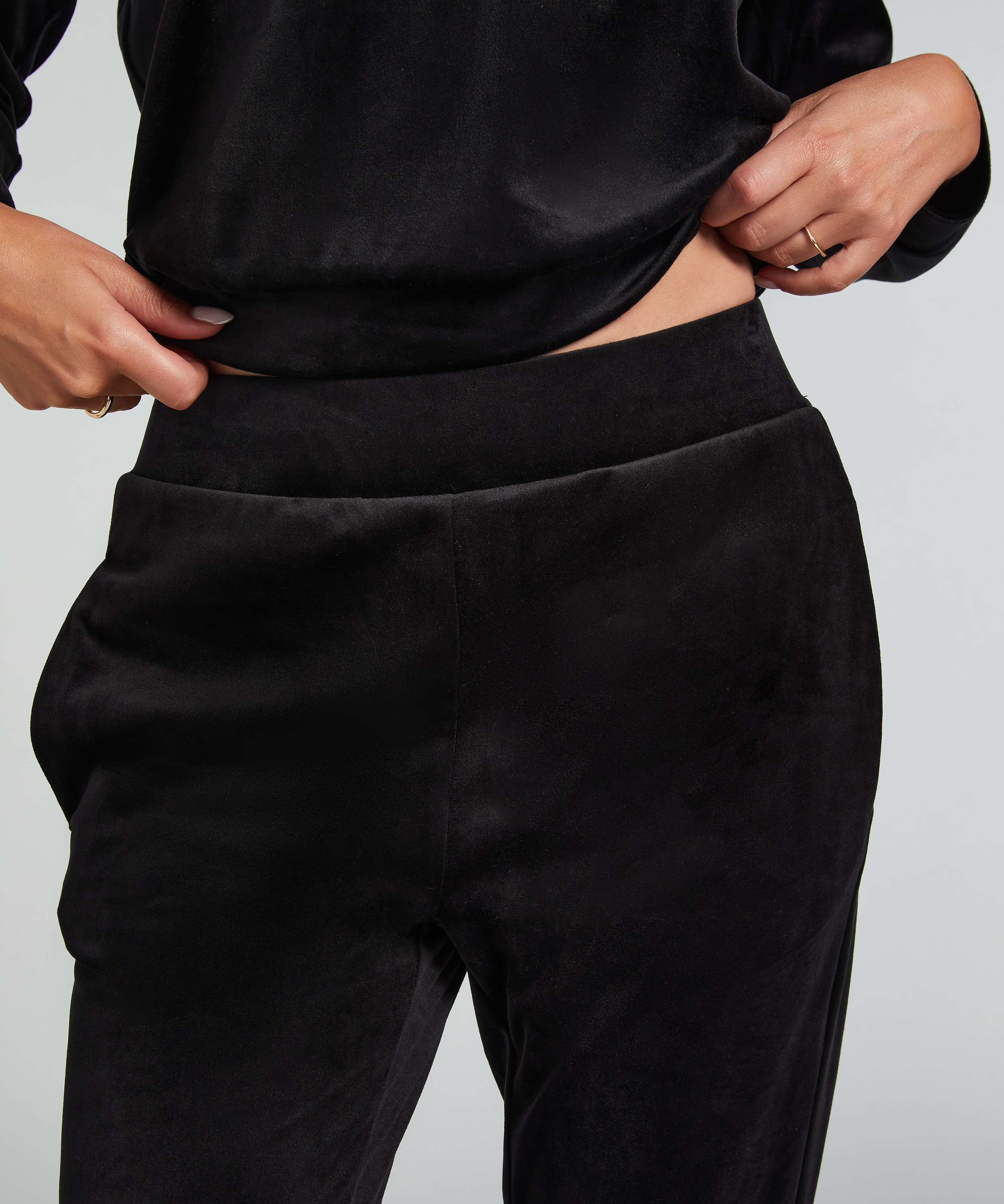 Joggingbyxor Velour, Svart, main