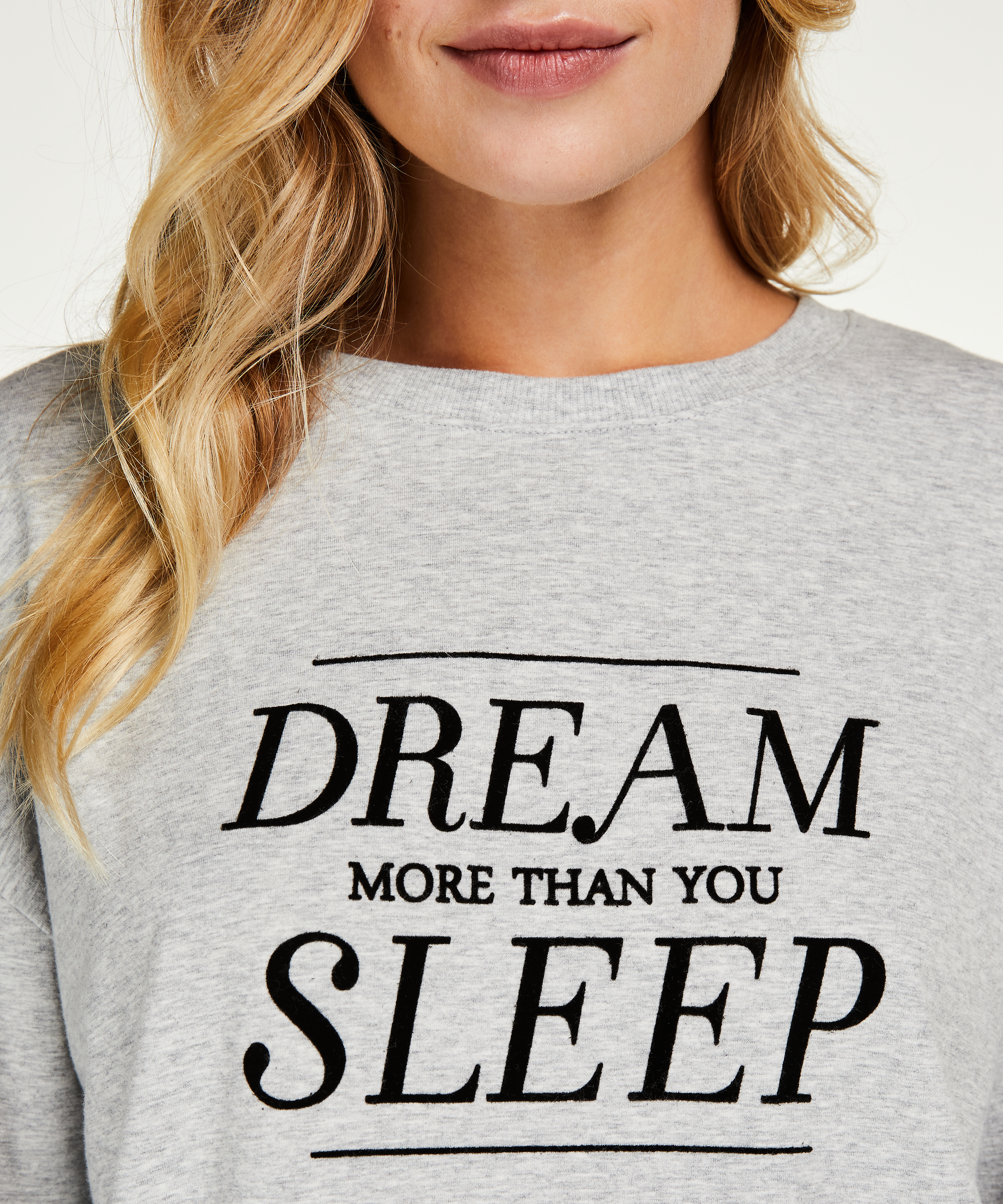 Långärmat nattlinne, Grå, main