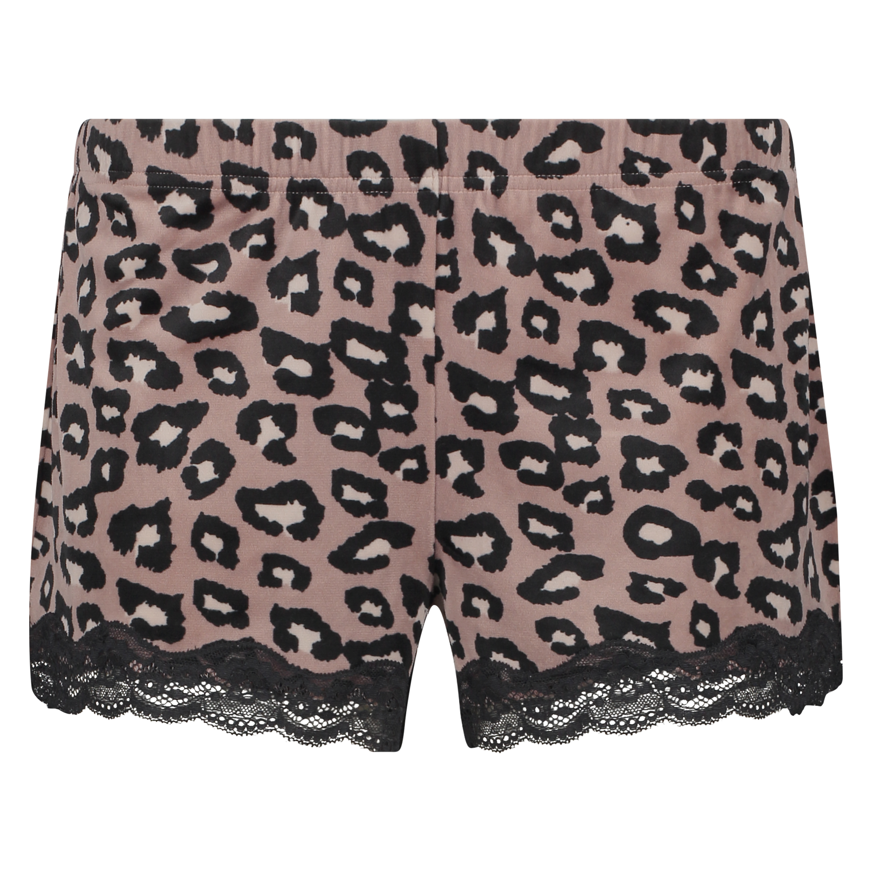 Pyjamasshorts i sammet och leopard, Rosa, main