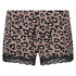 Pyjamasshorts i sammet och leopard, Rosa
