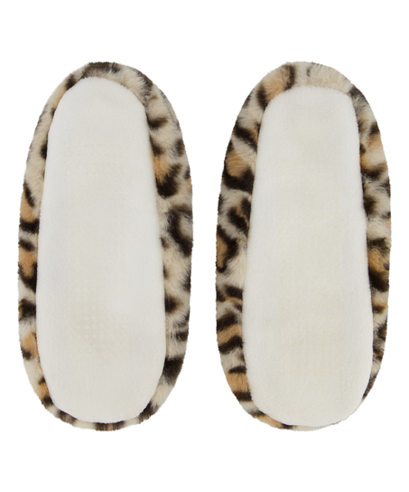 Ballerinatofflor Leopard, Beige