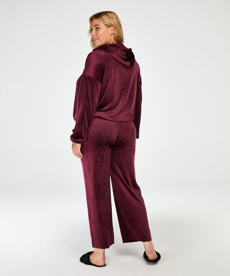 Pyjamasbyxor i velour, r&ouml;d