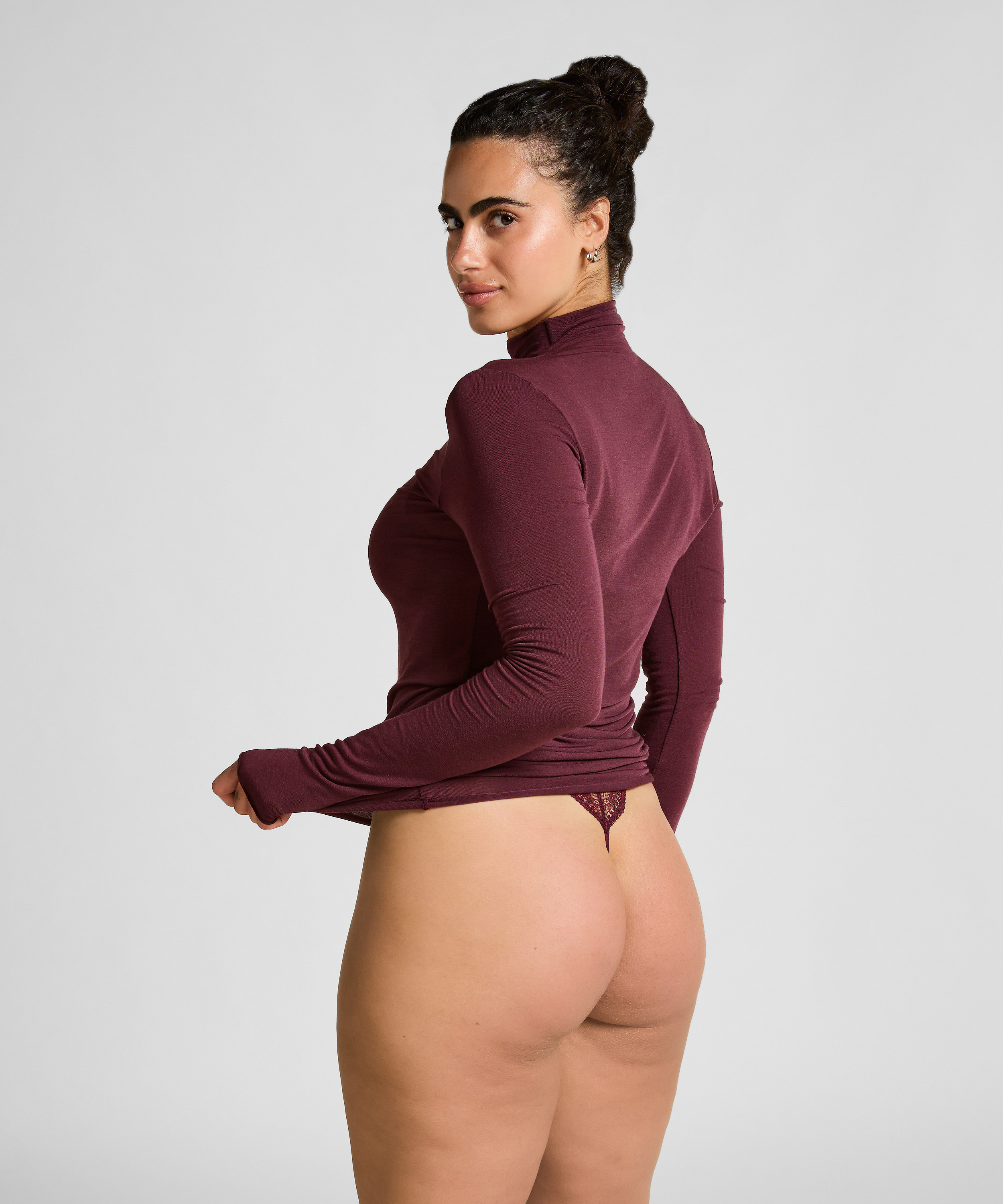 super soft cashmereblandad-topp med polokrage, Lila, main