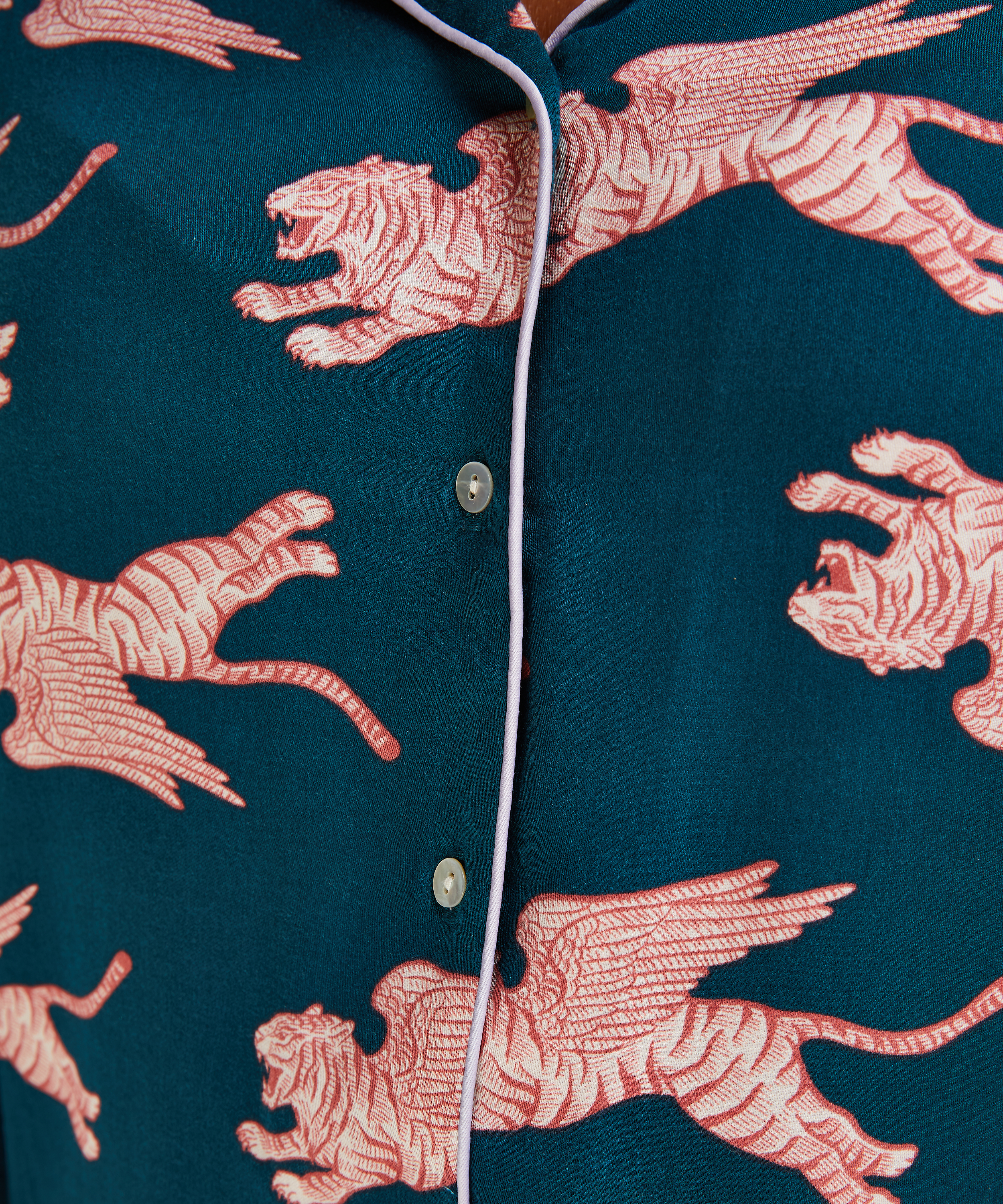 Pyjamasjacka i v&auml;vt tyg l&aring;ng&auml;rmad, Bl&aring;, main